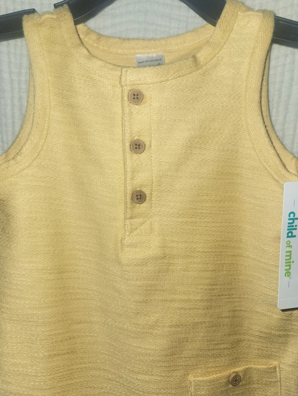 Carter's Child Of Mine 100% Cotton Yellow Sleeveless Baby Boy's Romper 12M NWT